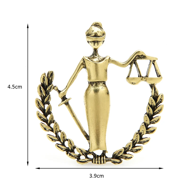 Wuli&baby Vintage 3-color Libra Brooches Women Unisex Metal Scale Lady Figure Office Casual Brooch Pins Gifts
