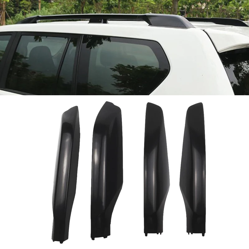 Black ABS Roof Rack Bar Rail End Protection Cover Shell 4PCS For Toyota Land Cruiser Prado Fj150 2010 - 2014 2015 2016 2017 2018