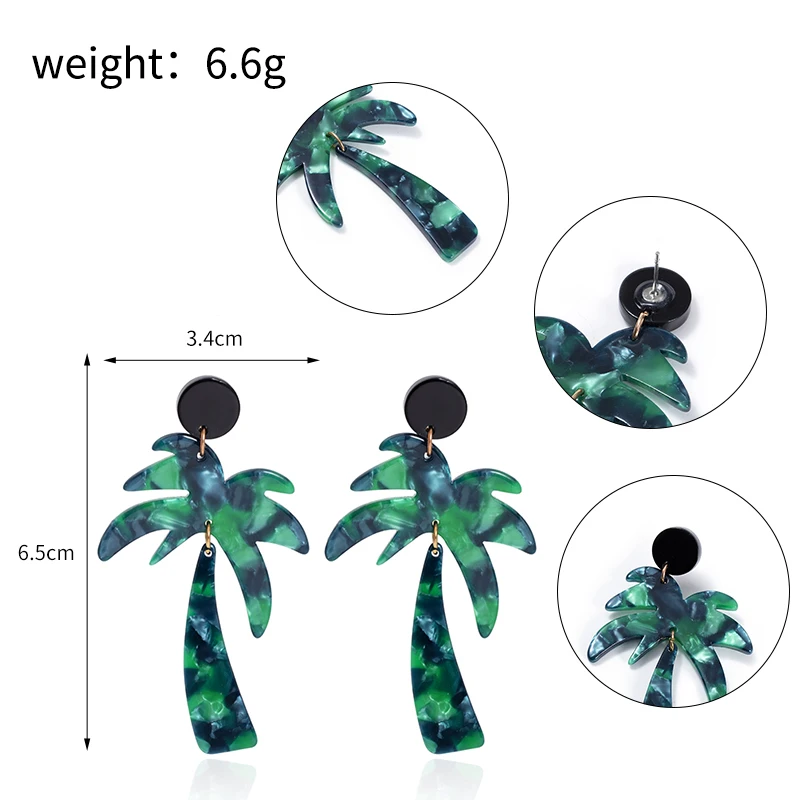 WYBU Coconut Tree Earrings Leaf Long Earrings Acetate Banana Leaf Earrings Ladies Party Jewelry 2021 New Earrings