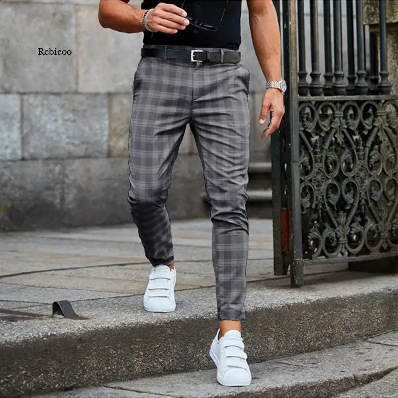 

Men's Cotton Casual Pants Plaid Zipper Breathable Comfortable Business Trousers Fashion Ropa Hombre Streetwear Pecli Pants