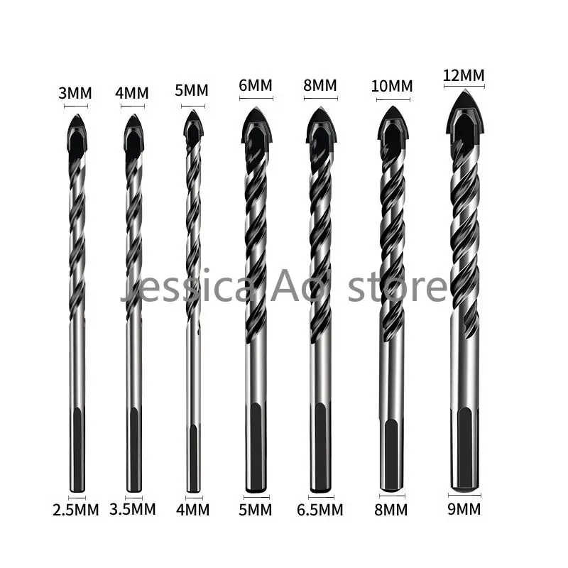 5-12mm Multi Functional Triangle Bit Twist Shank Black Drill Bits for Metal Iron Concrete Wood Glass Electric Hand Drill Bit Set