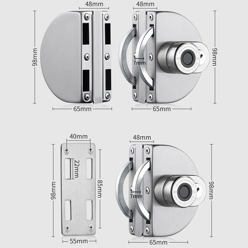 Electronic Smart Fingerpeint Glass Door Lock for Home Office Key Lock for Single Double Door Bluetooth Lock APP Control