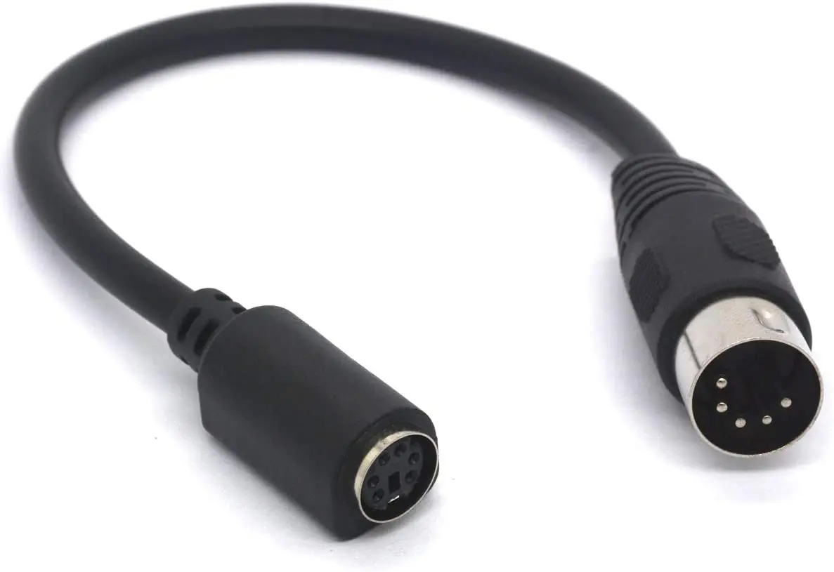 5 Pin DIN to PS/2 Cable Adapter, 5 Pin MIDI Male to 6 Pin Mini Din Female Adaptor for Mouser AT Keyboard