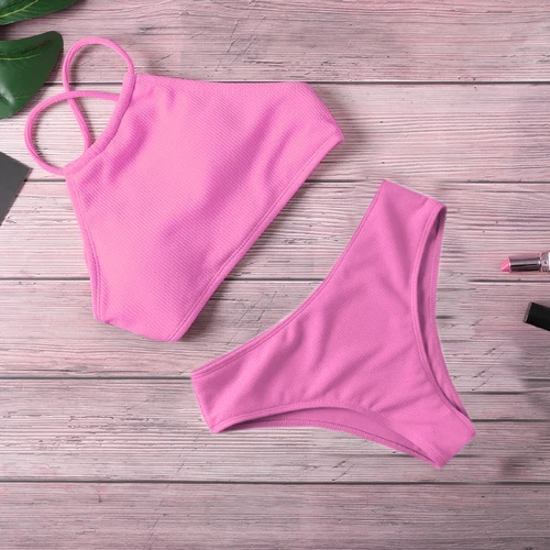 Imagen 2 del producto Bikini con realce para mujer, traje de baño con Tanga, unicolor, 2024