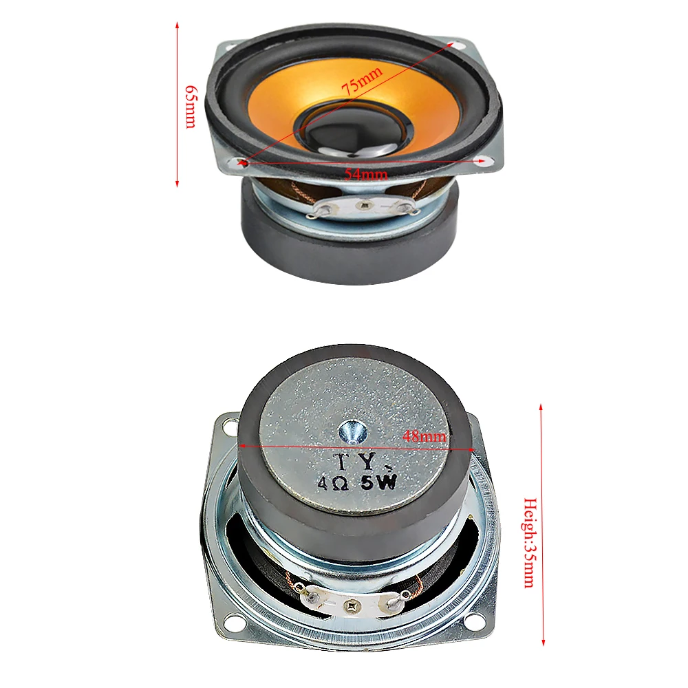 2Pcs 2.5 Inch 5W Audio Speaker 65mm 4Ohm Full Range Sound Speaker Rubber Edge Altavoz Loudspeaker Home Theater DIY