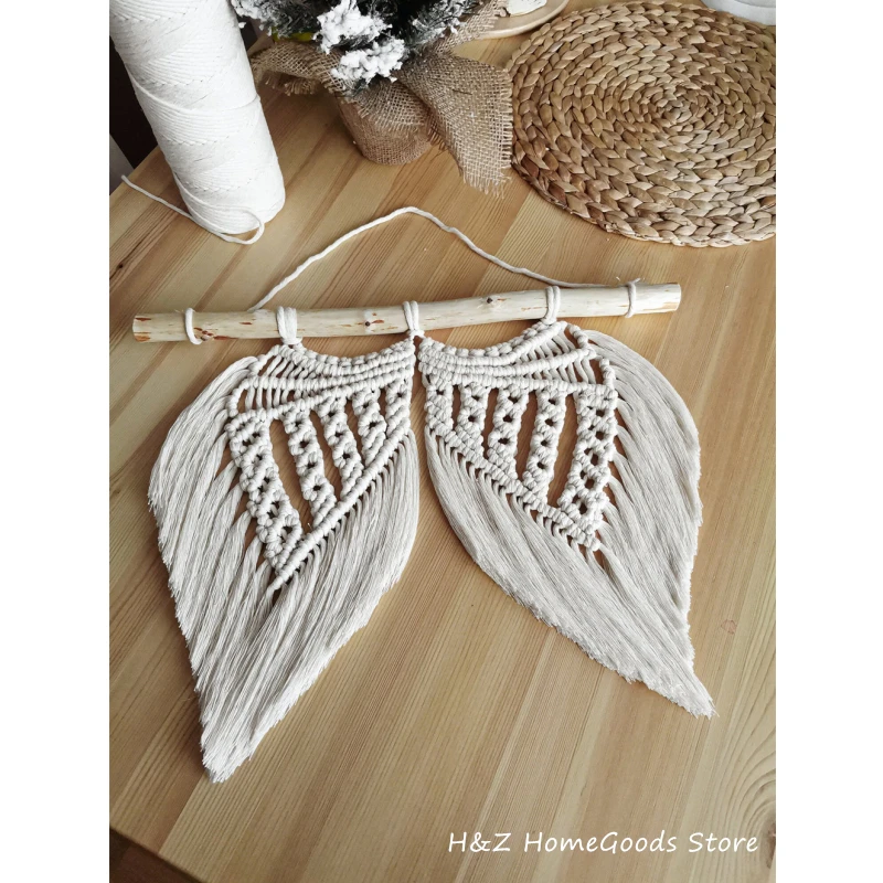 

Macrame Angel Wings Wall Hanging Boho Woven Tapestry Aesthetic Handmade Valentine's Gift Hygge Room Decor Scandinavian Design