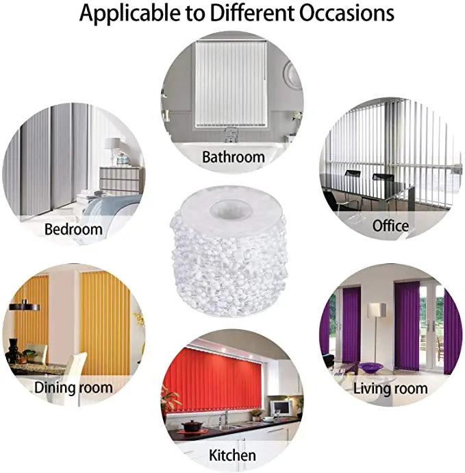 50 Meters Vertical Blind Chain, Window Blind Chain Beaded Blinds Blind Bottom Chain for 89mm Slats, 20 Ball Chain Connectors