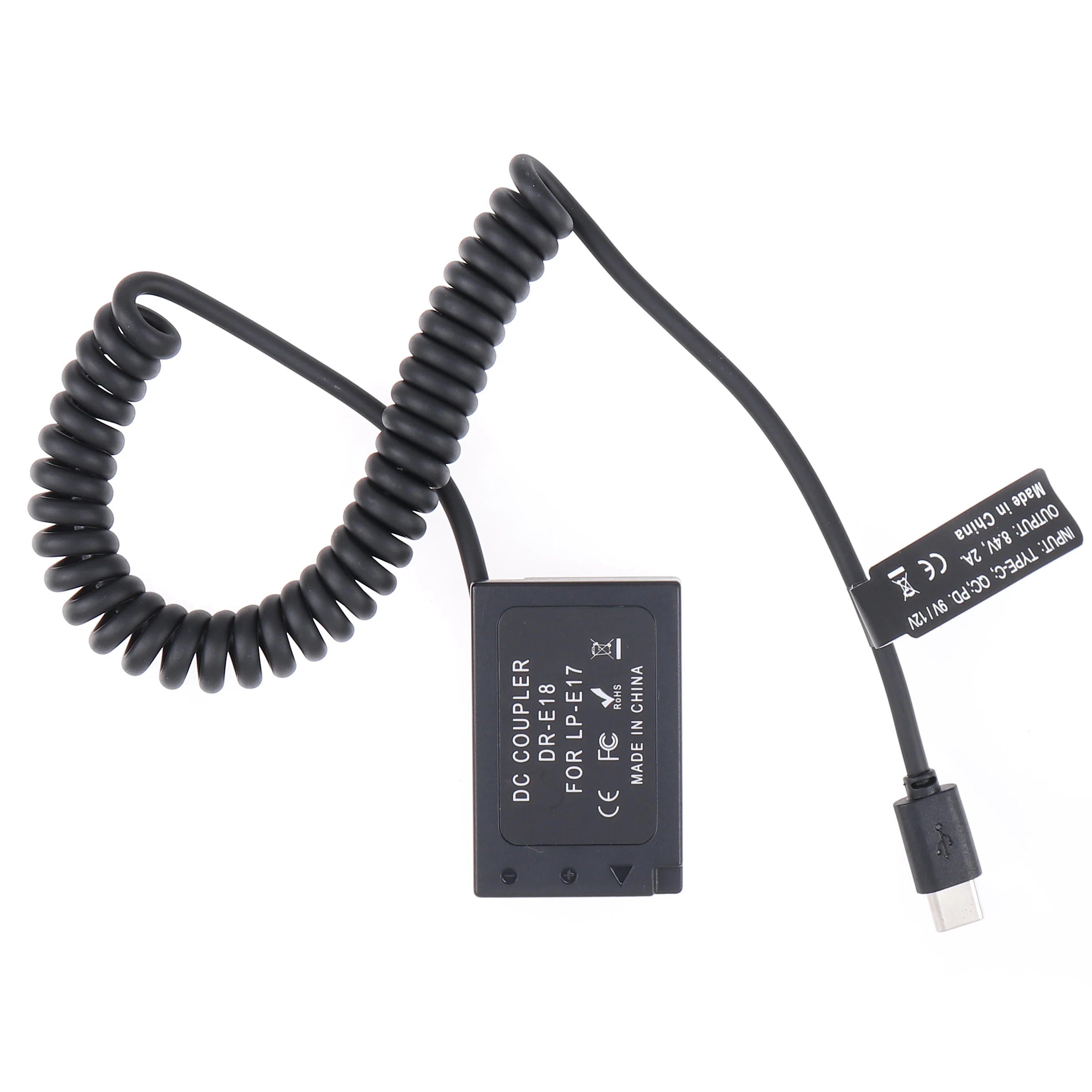 FOTGA LP-E18 Dummy Battery Adapter +Type C Cable for Canon RP 77D 200D 250D 750D 760D 800D 850D Rebel T6i T6s T7i T8i SL2