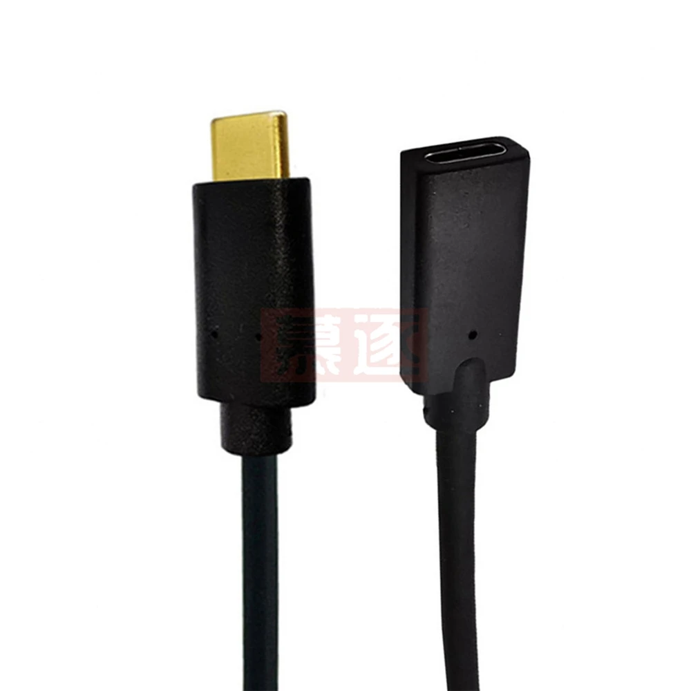 Gold Type-C USB 3.1 Male to USB-C Female 90 degree Extension Data Cable Extender Cord Reversible Design 10Gb/s 0.3m 0.6m 1m 1.8m