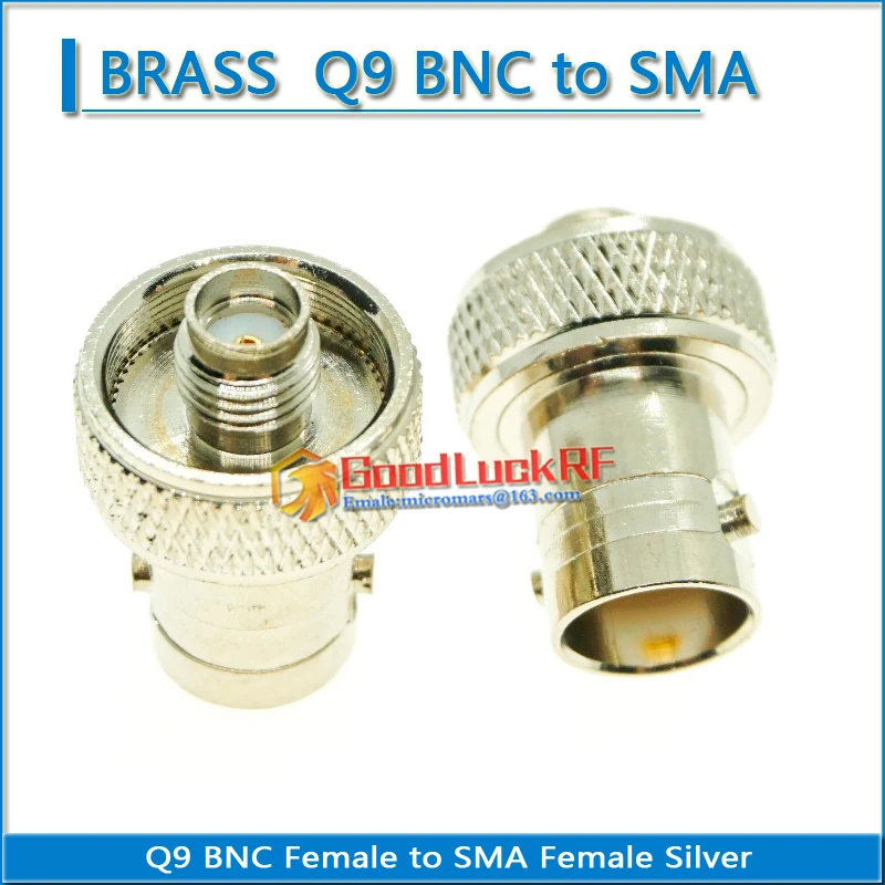 Q9 BNC Female to SMA Female Plug Nickel Plated Straight Coaxial RF Adapters for Vertex Icom Kenwood RF Connector Antenna