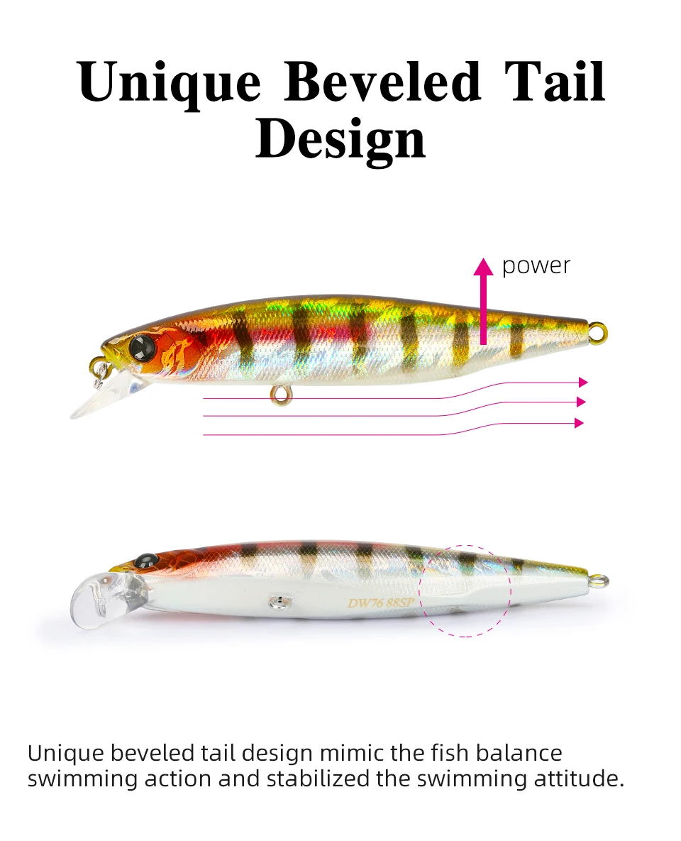 TSURINOYA 88SP Suspending Minnow Angelköder 88mm 10,3g DW76 Lange Casting Künstliche Harte Köder Hecht Bass Big Trout Jerkbait – Detail 10