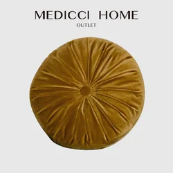Medicci Home Accent Velvet Circle Floor Cushions Pillow Round Pumpkin Pleated Tatami Cushion Seat Pad For Patio Car Office 38x38
