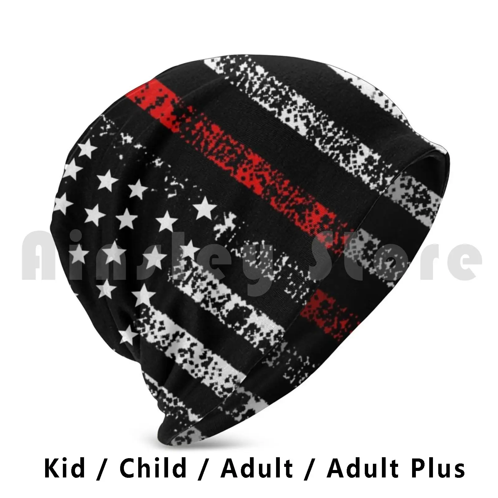 Red Line Us Flag Hat Usa Distressed Firefighter Gift Beanies Knit Hat Hip Hop Thin Red Line Us Flag Red Line