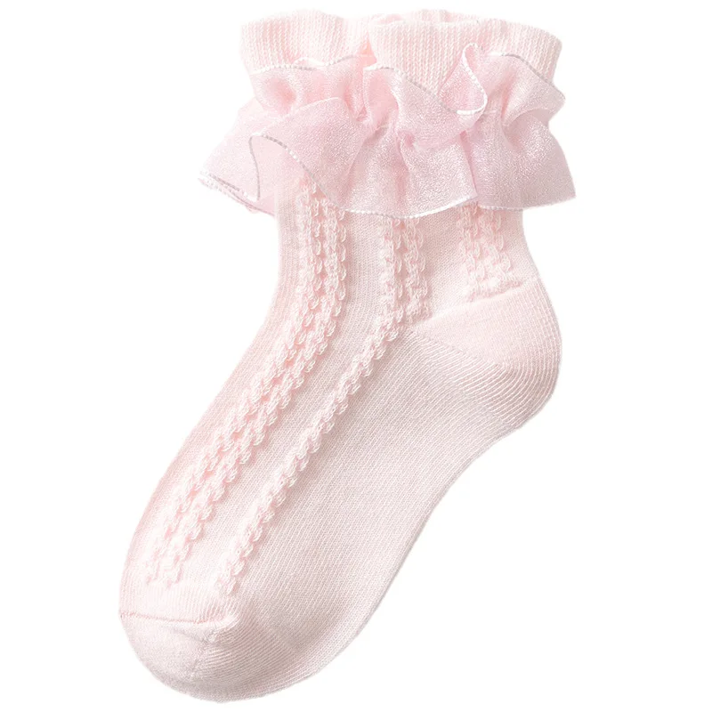 20Pairs/Lot Girl Cotton Soft Ruffle Lace Breathable Quality Socks Girls School Socks Party Stage Dressing Cute Socks Size 21-37