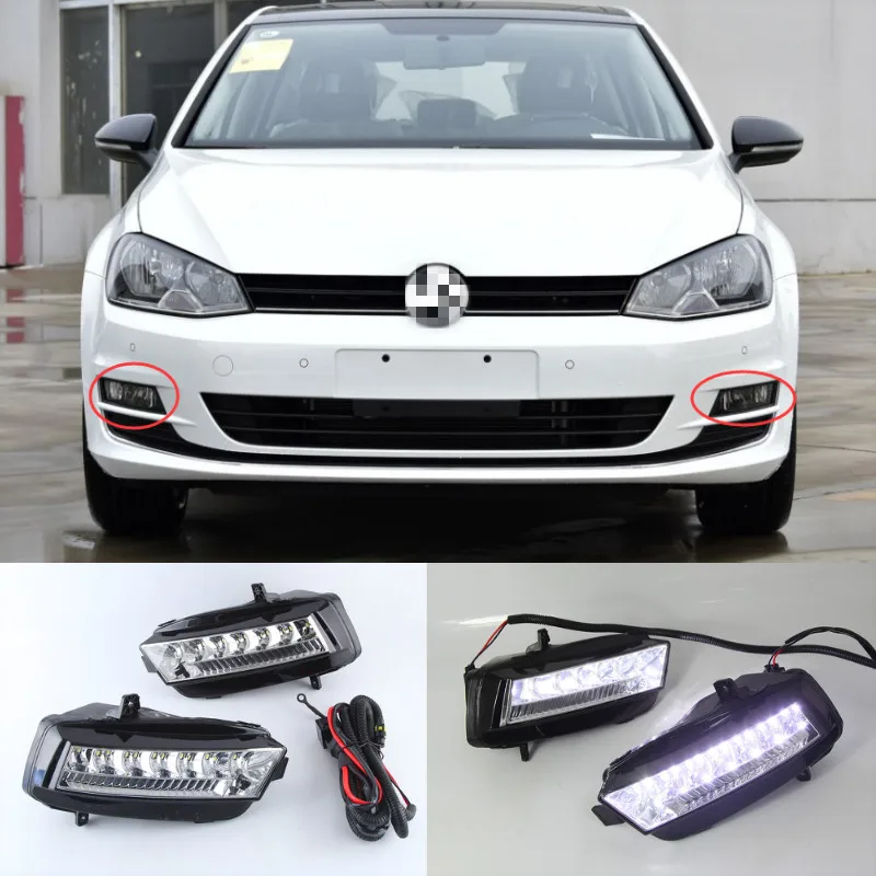 

1 комплект светодиодный фонарь для Volkswagen VW Golf 7 2013 2014 2015 2016 DRL дневные ходовые огни дневной свет с поворотным желтым сигналом