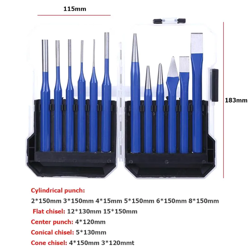 High quality 12PCS/Set 3-8mm Vanadium steel Wood Carving Tool Punch Pin Chisel Rivet Screw Mark Hole Woodwork Carve Set