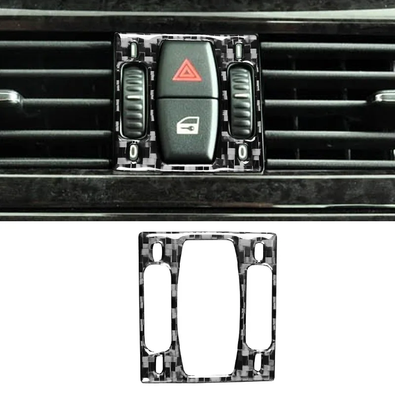 

Carbon Fiber Car Emergency Button Hazard Light Panel Stickers Car Accessories Fit For BMW 6 Series E63 E64 2004-2010