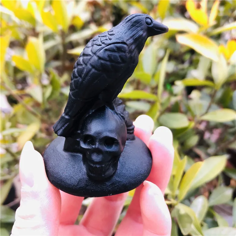 

Natural obsidian hand-carved polished crystal healing stone statuette crafts for home deco collection