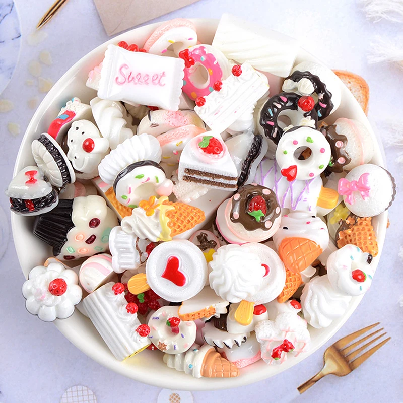 10pcs Diy Resin Charms Slime Supplies Additions Decor For Slimes All Filler Cute Cake Fruits Candy Phone Case Accessories Kits