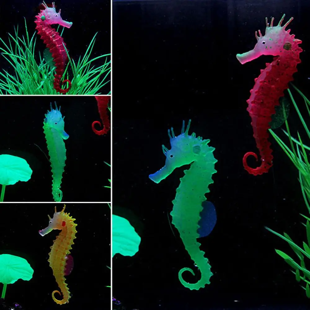 Artificial Fish Glow In Dark Silicone Artificial Aquarium Hippocampus Ornament Fish Tank Jellyfish Decor New Simulation Animal