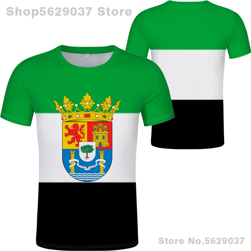 Extremaduraシャツ無料カスタム名番号メリダtシャツ印刷フラグワードplasencia caceres badajoz espanaスペイン服