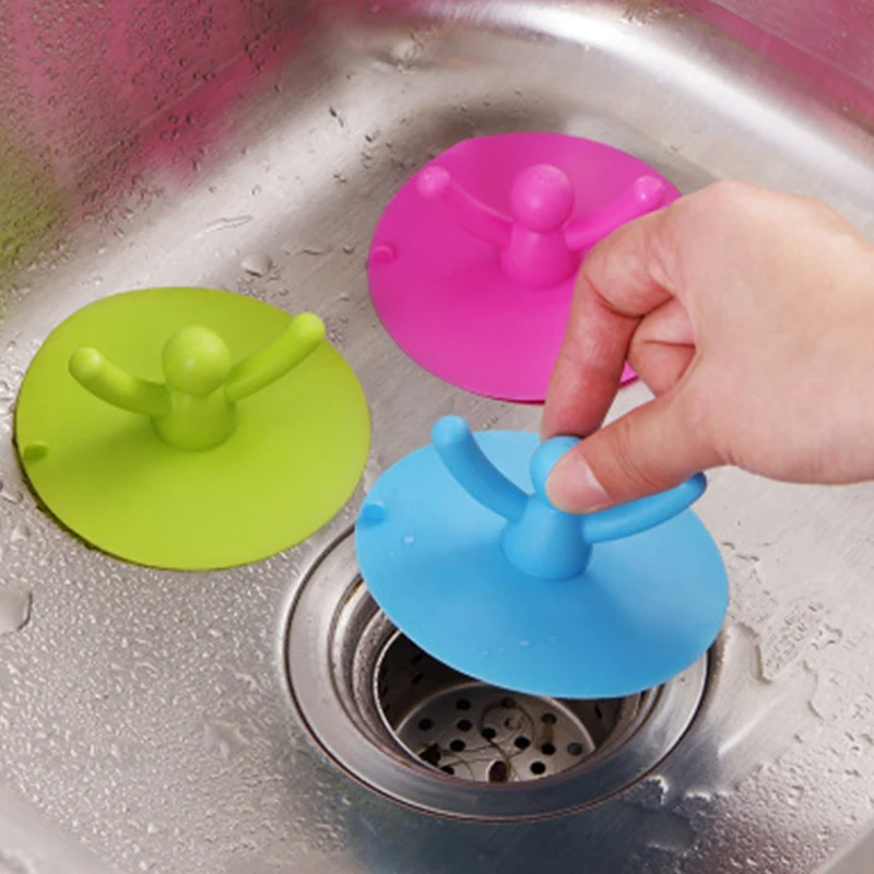 1pcs Rubber small person Silicone Filter Water Stopper Drain Catcher Bathtub Plug Bathroom Kitchen Basin Dredge Floor drain cap