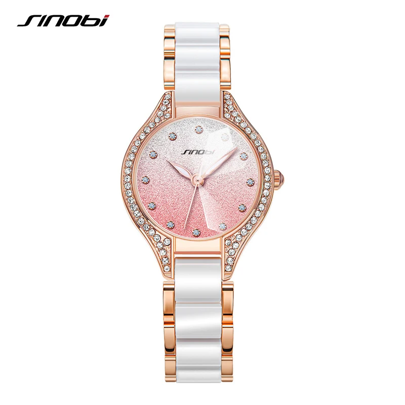 Sinobi Top Brand Luxury Woman Watches Fashion Diamond Women Quartz Wristwatches Original Design Pink Girl Watch Relogio Feminino