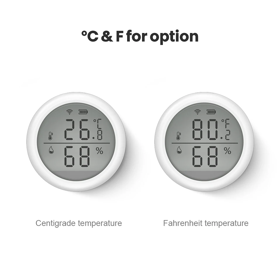 AVATTO Tuya WIFI Temperature And Humidity Sensor,Fahrenheit and Celsius LCD Display Works With Alexa Google Assistant Smart Life