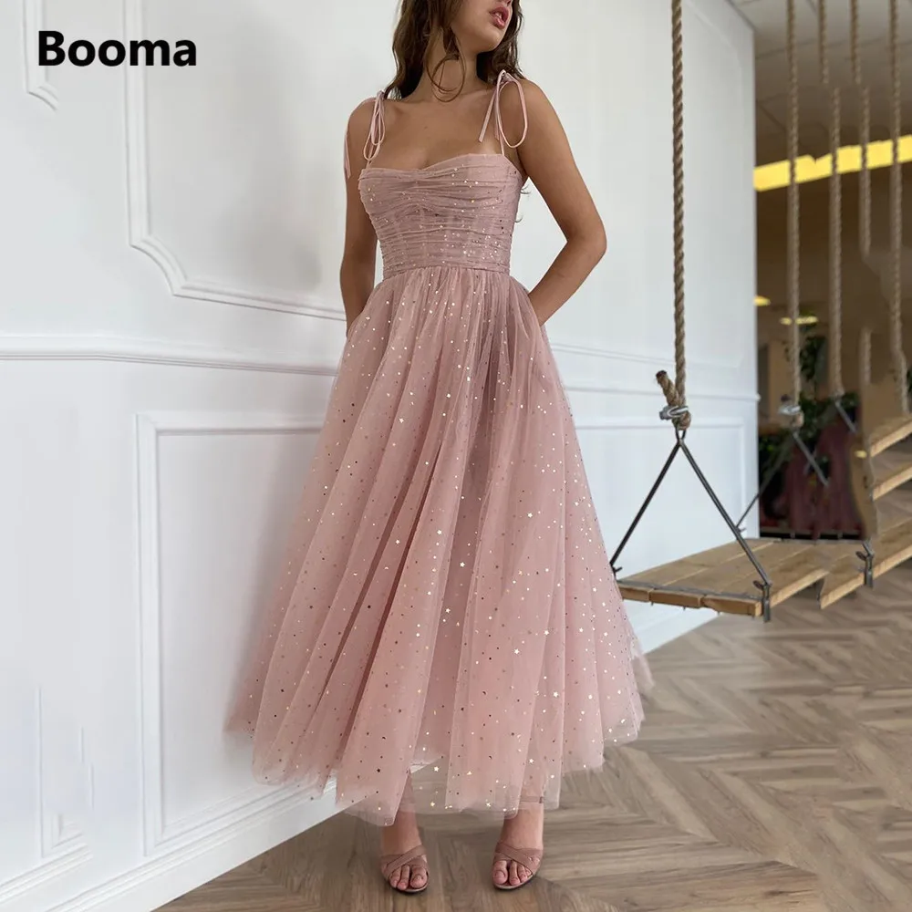 Sparkly Blush Prom Dresses 2023 Spaghettibandjes Plisse Tulle Korte Avondjurken Strapless A-lijn Formele Gowns Met Zakken