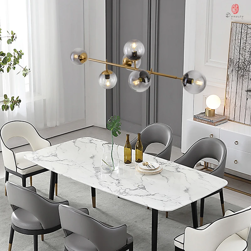 Designer Table Pendant Lamp Modern Linear Hanging Lights Glass Restaurant Reception Dinning Room Bar Counter Lighting Fixture