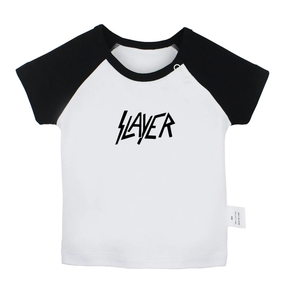 

Slayer American Famous Speed Band OH MY GOD Design Newborn Baby T-shirts Toddler Graphic Raglan Color Short Sleeve Tee Tops