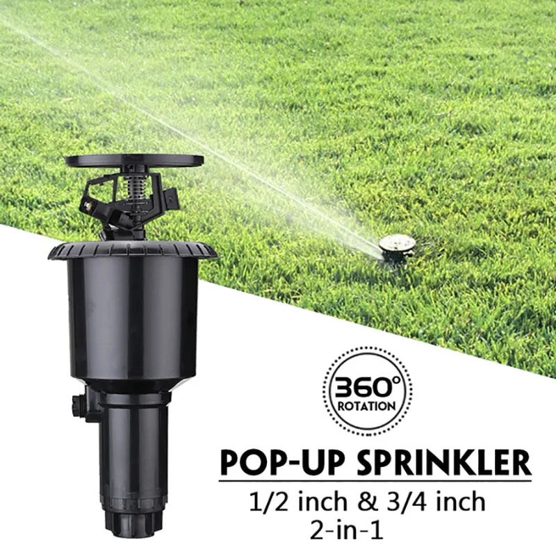 1/2 Inch,3/4 Inch Pop-up Spray Head Garden Sprinkler Auto Rotating Drip Irrigation Garden Sprayer Watering Lawn Watering Garden