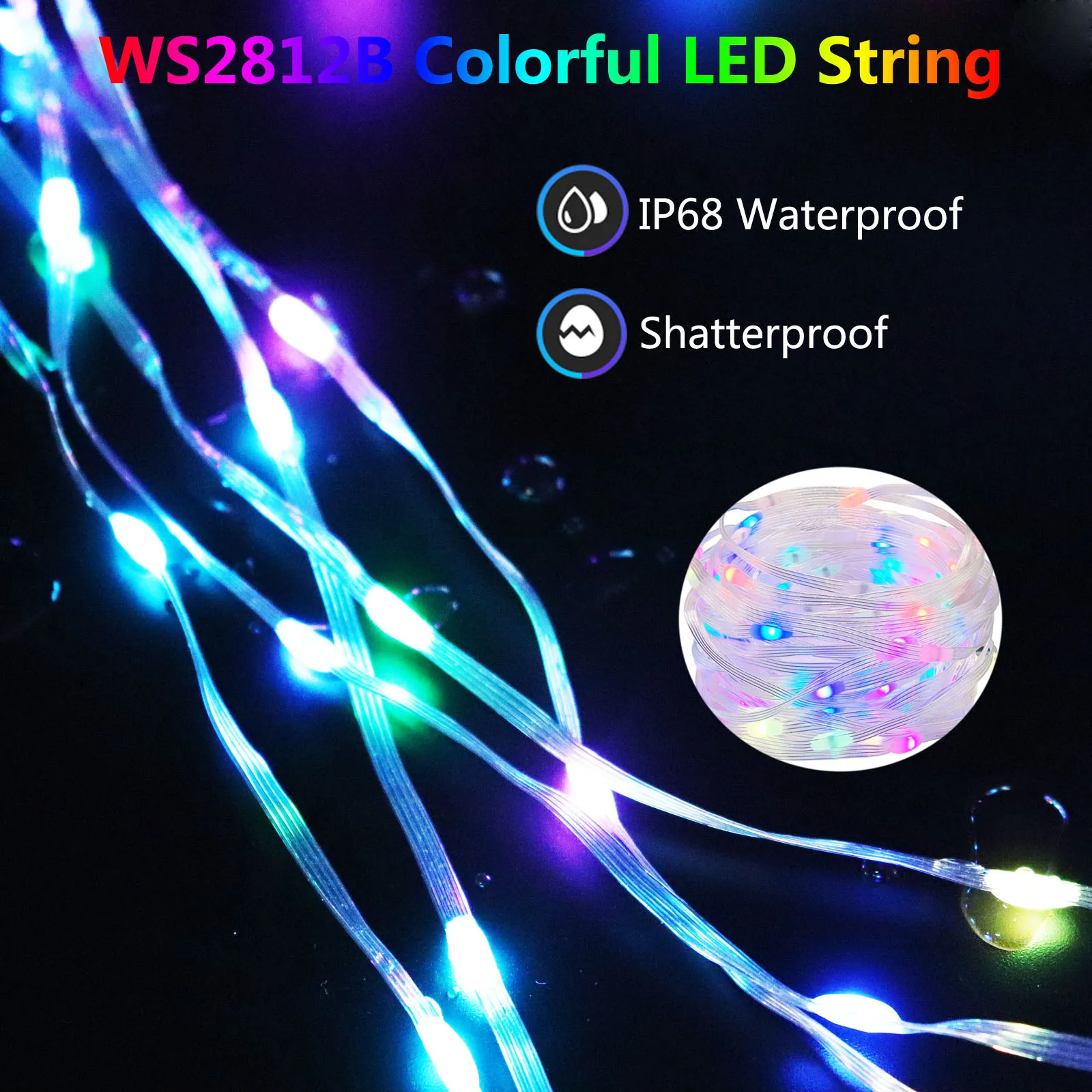 WS2812B  LED String Lights Addressable Individually RGB IC Dream Color Christmas Decoration DC5V ,SP611E LED Controller kit