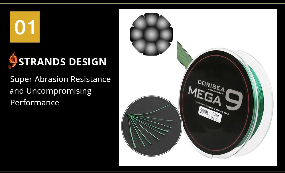 DORISEA Mega 9 Stränge 300 M 330 Meter Geflochtene Draht Angelschnur Japan Material Super PE lLine Multifilament Angeln Draht – Detail 3