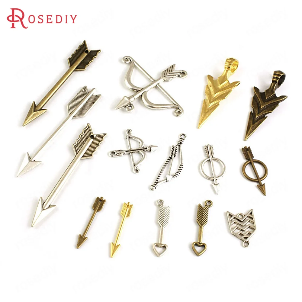 Wholesale Antique Silver color Bow Arrow Alloy Charms Pendants Diy Jewelry Findings Accessories Multi-styles Optional(JM6856)