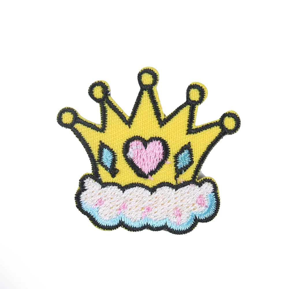 5PCS Cartoon Crown Cloth Applique for Clothes Decor Patch Badges Iron on Embroidery Patches DIY Fabric Apparel Accessories