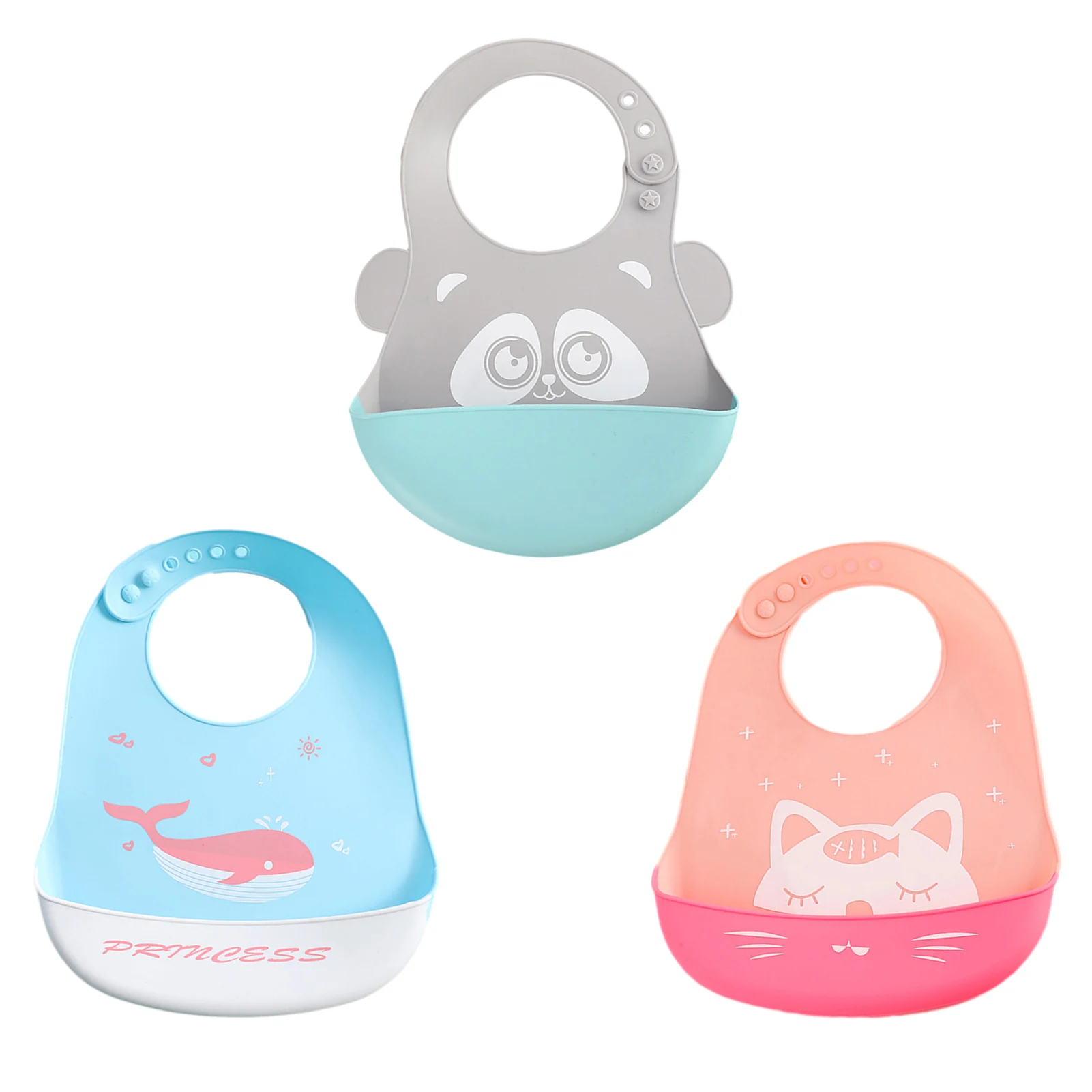 Baby Bibs Silicone Comfortable Waterproof Food Catcher Pockets Soft Silicone Baby Feeding Bib Baby Stuff Solid Feeding For Kids