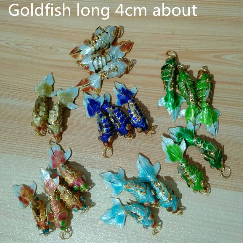 10pcs Cute DIY Goldfish Charms Jewelry Making Accessories Vivid Cloisonne Enamel Lucky Fish Pendants China Traditional Crafts