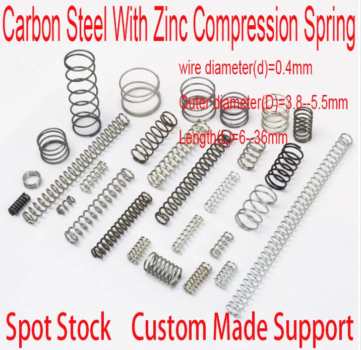 

Carbon Steel With Zinc 0.4mm wire Small spot spring Non-standard micro compression spring pressure spring