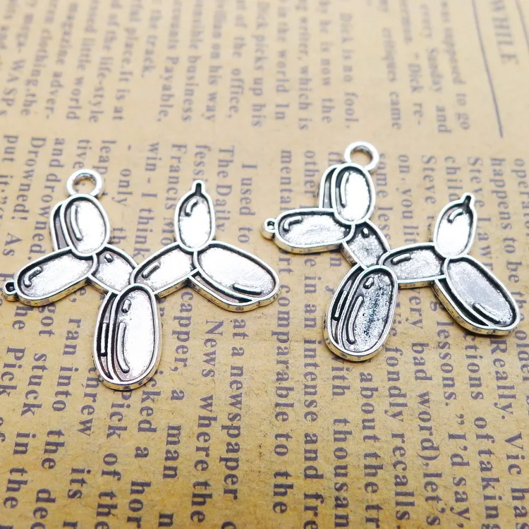 10 PCS/Lot 25mm*27mm Pendant Antique Silver Color Balloon Dog Charms For DIY Jewelry Making DIY Keychain