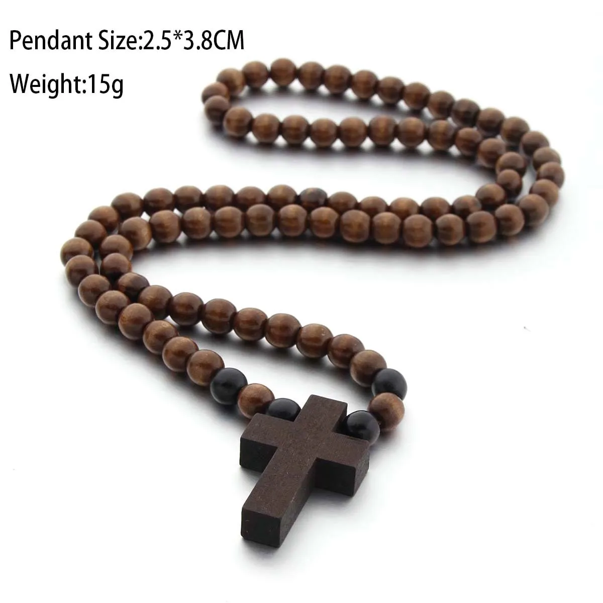 Wood Beaded Cross Necklace Men Wooden Bead Necklace Cross Pendant Necklace Mens Hip Hop Jewelry  Accessories
