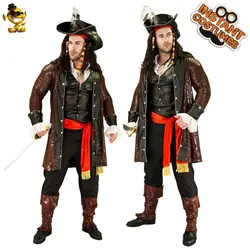 Halloween Costume Men Pirate Cosplay Pirate Costume Men Adults Purim Christmas Party Luxury Buccaneer Outfits Role Play Coat