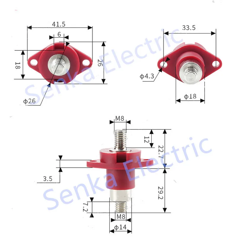 Through Wall Connection Terminals Lead Terminal 200A Through Type High Current Pure Copper Terminal