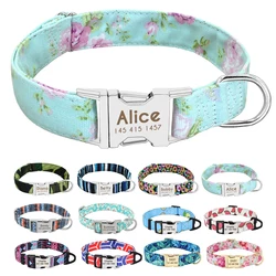 Nylon personalizado impresso coleira, acessórios para cachorros, coleiras de identificação gravadas grátis, cães pequenos, médios e grandes