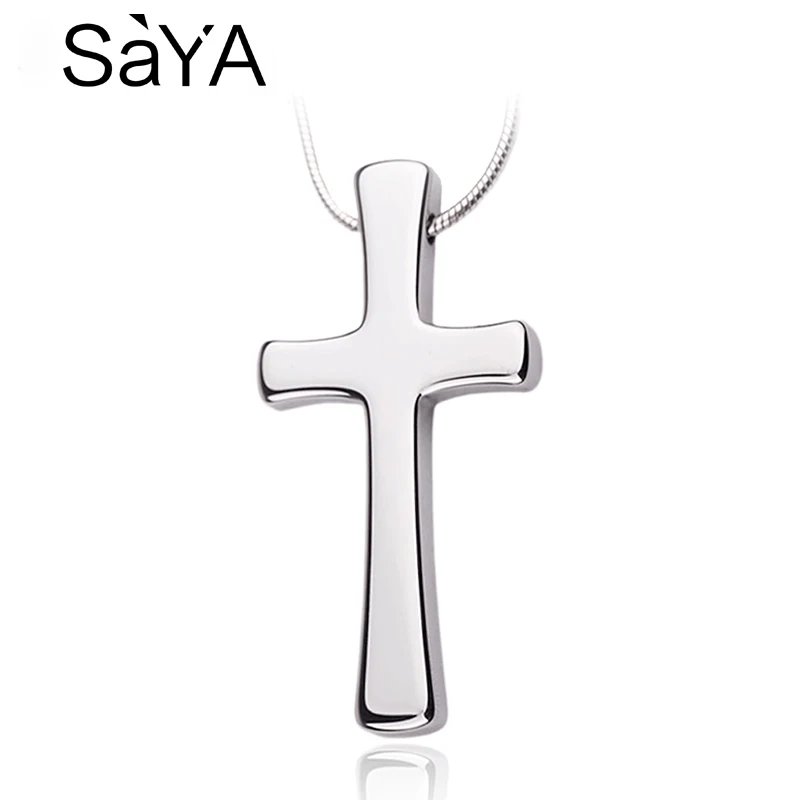 2021 Polished Scratch Proof Cross Tungsten Steel Pendants With Stainless Steel Necklace for Couples, Engraving