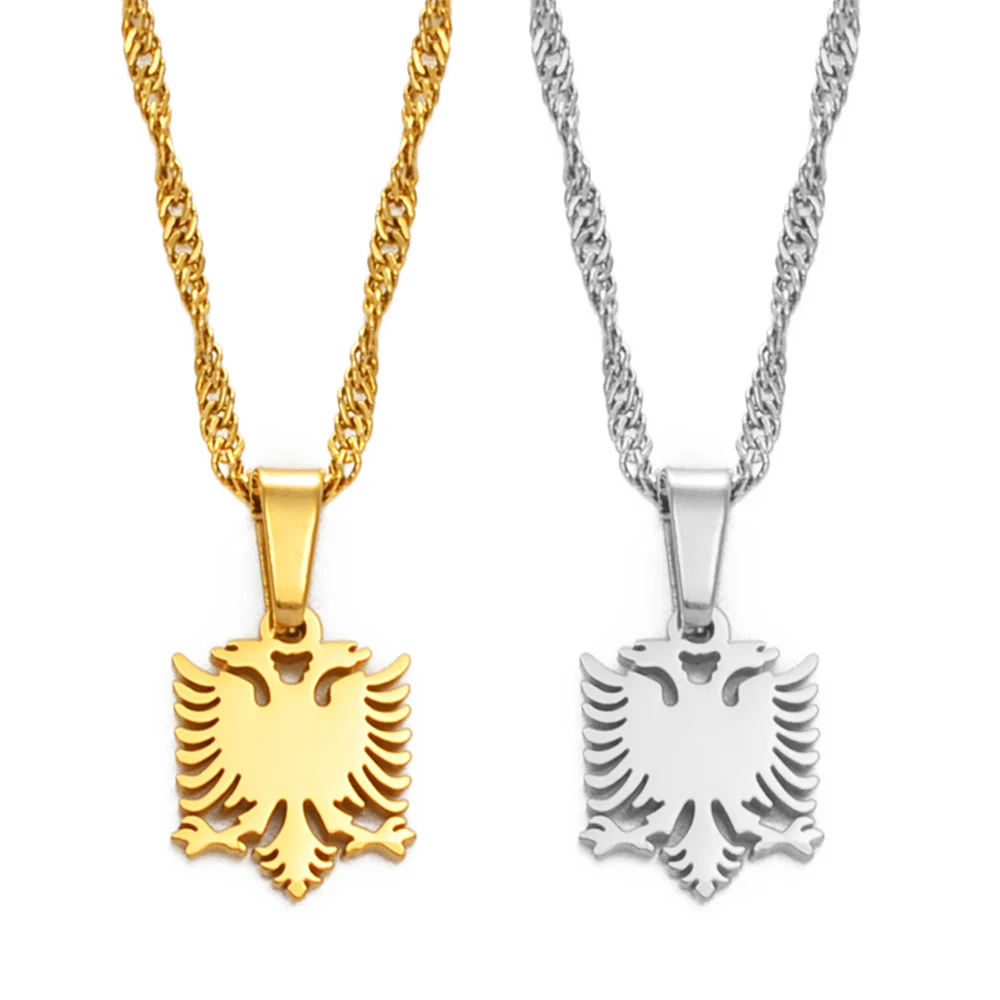 Anniyo 1CM Small Mini Albania Eagle Pendant Necklaces Gold Color/Silver Color Jewelry Ethnic for Women Girls @201521