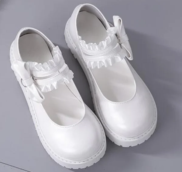 Kawaii girl lolita shoes low heel round head lace bowknot comfortable kawaii shoes tea party women shoes sweet lolita loli cos