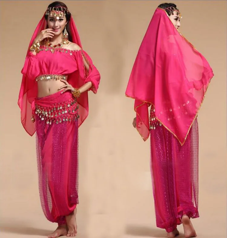 Trajes de danza del vientre orientales para mujer, trajes de danza del vientre, práctica de baile, diseño Sexy, 4 unids/set, 2020