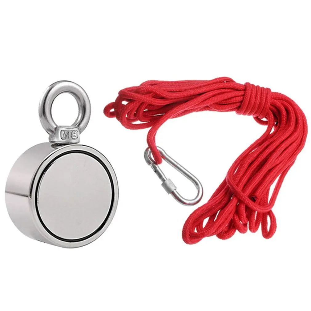 200/300/500KG Portable Durable powerful strong Double-Sided Fishing Magnet With 10 Meter Rope Strong Magnetic Ring Magnet Stone