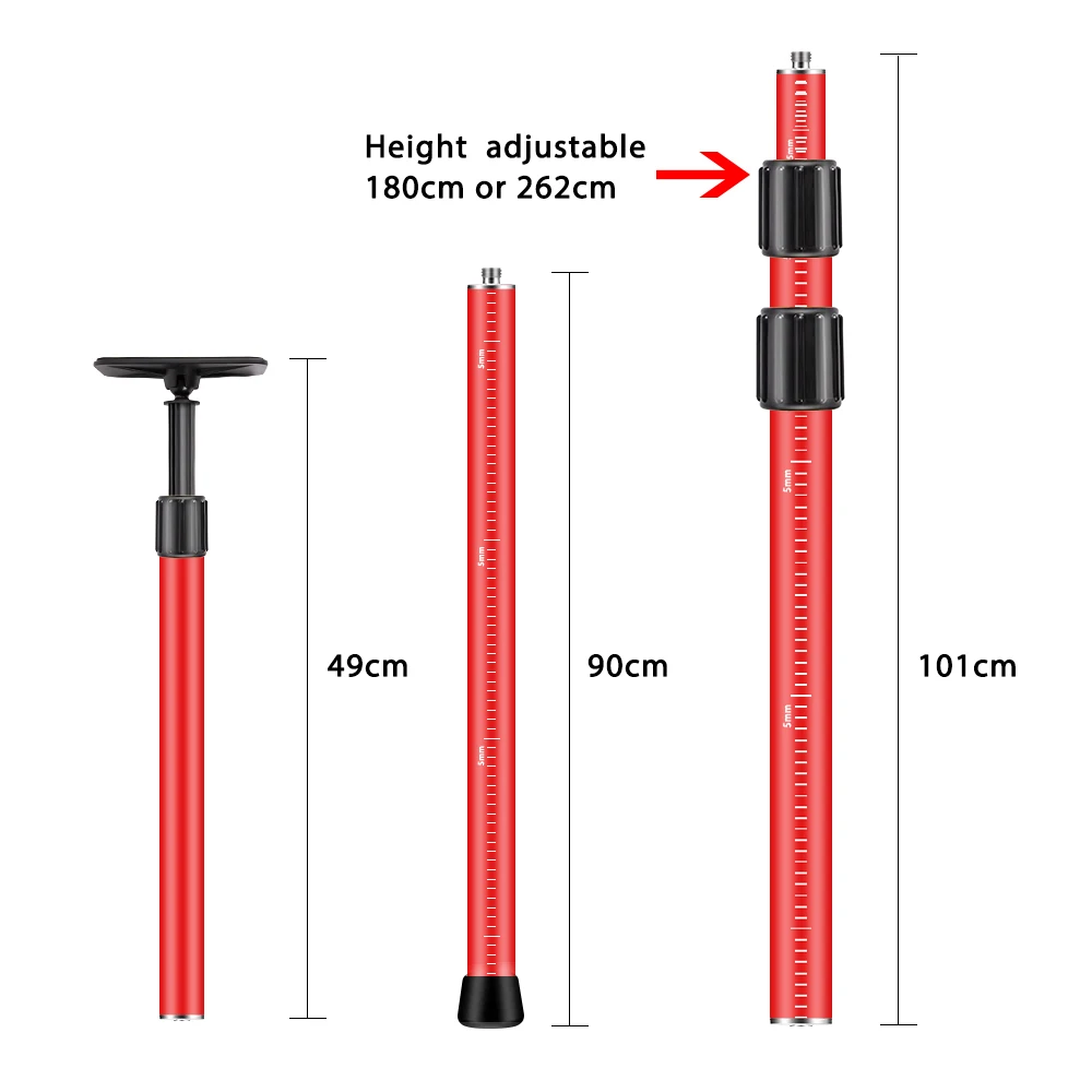 Laser Telescoping Pole Extend Laser Level Bracket With 1/4"and 5/8" Adapter Mount Ceiling Leveling Rod For Laser level 4M/2.8M